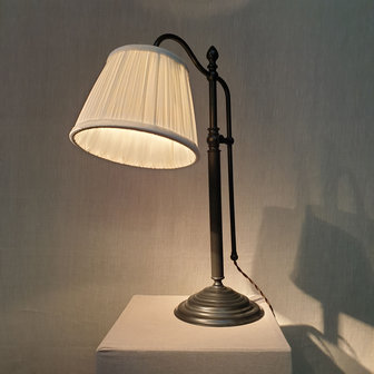 Table Lamp Cigno Black Brown With Creme Velvet Pleated Lightshade