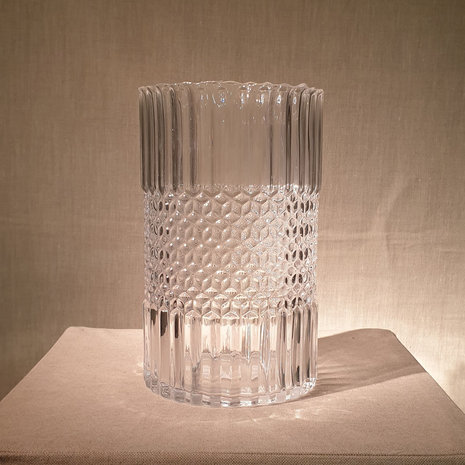 Candleholder Cylinder Antique Glass H20,5cm